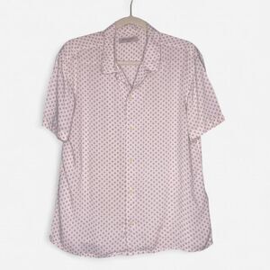 ALLSAINTS Men's White with Black Spades Short Sleeve Shirt